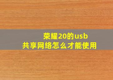 荣耀20的usb 共享网络怎么才能使用